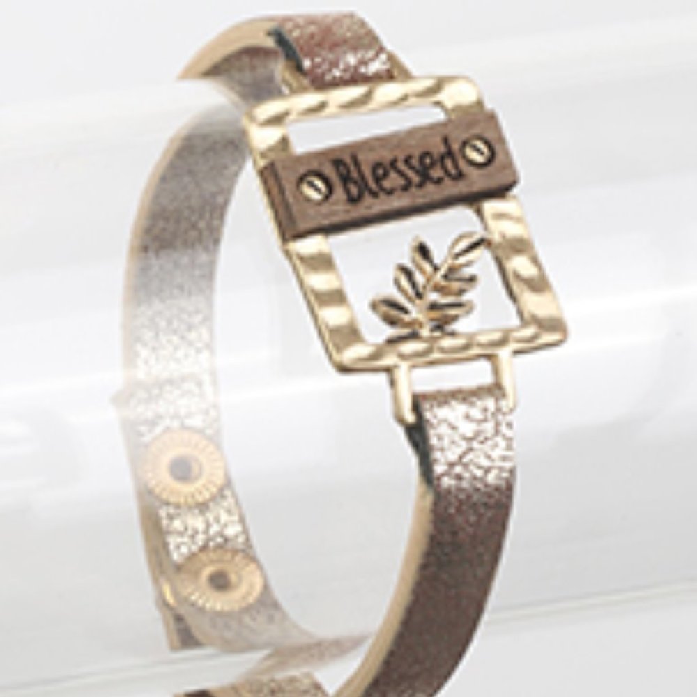 "Blessed" Leather Bracelet